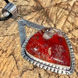 Deep Redish Brown Crazy Lace Agate Pendant 2 1/2”